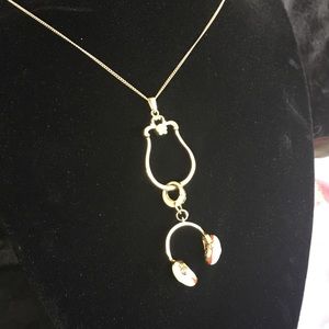 Vintage fossil charm necklace “headphone” charm